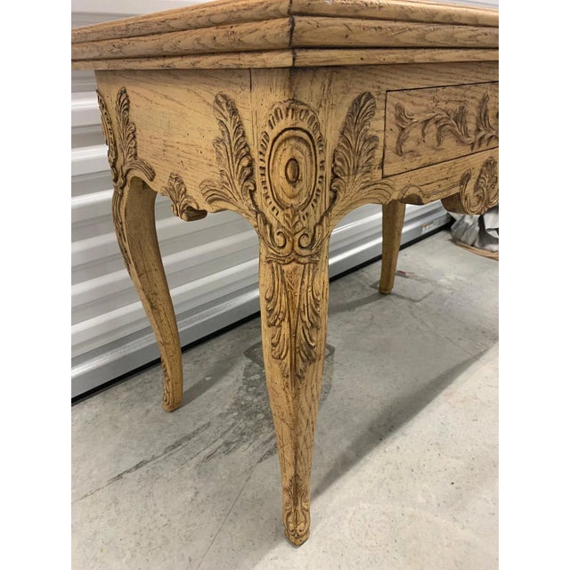 French Provincial Style Baker Furniture Rectangle Oak One Drawer Tray Top Side Accent Table For Sale - Image 11 of 12