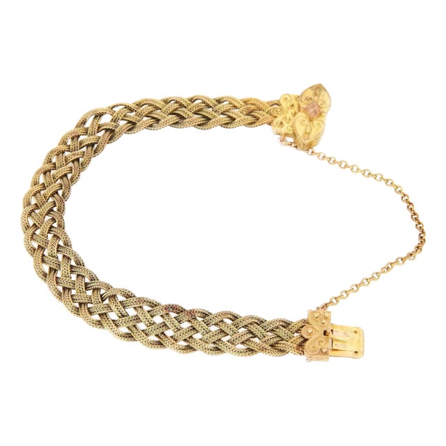 Braided Flex 18k Yellow & Rose Gold Floral Bracelet For Sale