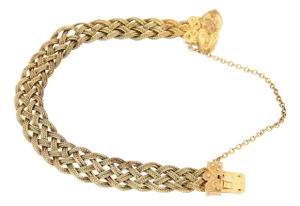 Braided Flex 18k Yellow & Rose Gold Floral Bracelet