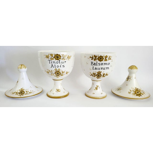 Off-white Apothecary Jars Italy Pair 1950s For Sale - Image 8 of 11