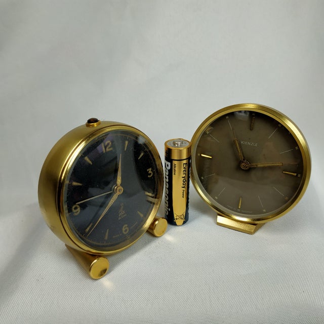 Mid-Century Modern 1950’s Century French and Germany Alarm Clocks - Set of 2 For Sale - Image 3 of 8