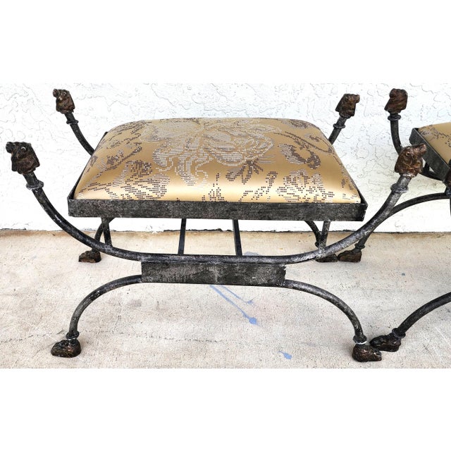 Pair of Curule Benches Footstools With Lion Motif For Sale - Image 15 of 18