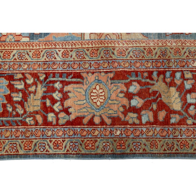 Blue 8 X 12 Antique 1900s Sultanabad Rug – Hand-Knotted Wool in Blue For Sale - Image 8 of 9