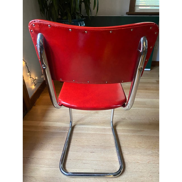 Metal 1930s Kem Webber Lloyd Red Vinyl Art Deco Lounge Chair For Sale - Image 7 of 12