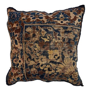 Pillow W/Antique Persian Rug Fragment , 1'4" X 1'4" For Sale