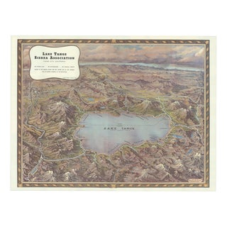 Vintage Lake Tahoe Birds-Eye View Pictorial Map from Gerald A. Eddy, 1945 For Sale