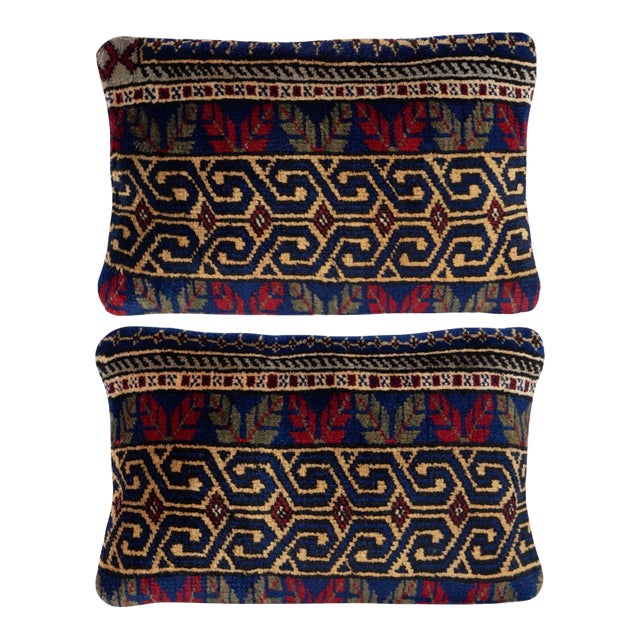 13"x20" SET OF 2 - Handmade Rug Throw Pillow Covers. A pair of Cushion Covers For Sale