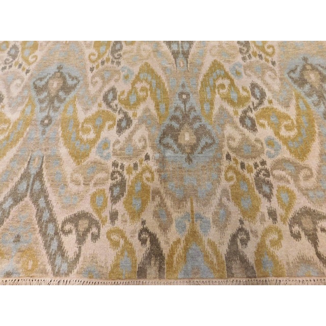 Hand Knotted Rug of Ikat Design in Soft Color Palette. For Sale - Image 9 of 18