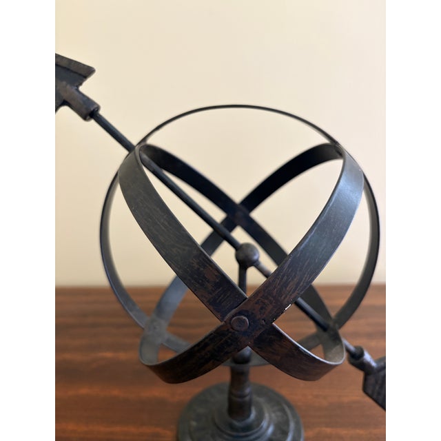 Late 20th Century Bronze Iron Armillary Globe Sculpture – Traditional Landscape & Garden Decor For Sale In South Bend - Image 6 of 10