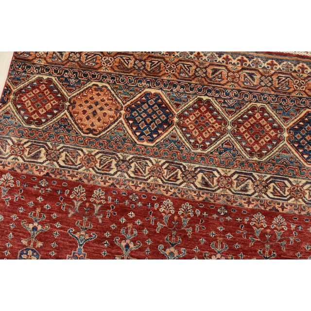 Fine Khorjin Rug 5’6” X 7’7” Red Wool Tribal Hand-Knotted Oriental Carpet For Sale In Philadelphia - Image 6 of 14