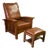 Craftsman-Mission Morris Arm Chair & Ottoman Set-Russet Brown Leather For Sale