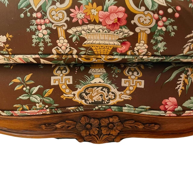 Mid 20th Century Mocha Mousse Chinoiserie Upholstery Bergere Chairs - a Pair For Sale - Image 10 of 12
