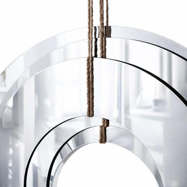 Textile Collimate Silver Hanging Wall Mirror by GTG Design Couture For Sale - Image 7 of 9