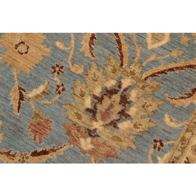 Textile 1990s Kafkaz Lt. Blue/Brown Hand-Knotted Rug - 8'2 X 9'11 For Sale - Image 7 of 10