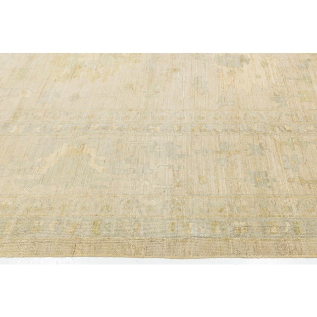 2020s Contemporary Neutral Oushak Style Hand-Knotted Wool Rug in Beige, Sage & Gold For Sale - Image 5 of 12