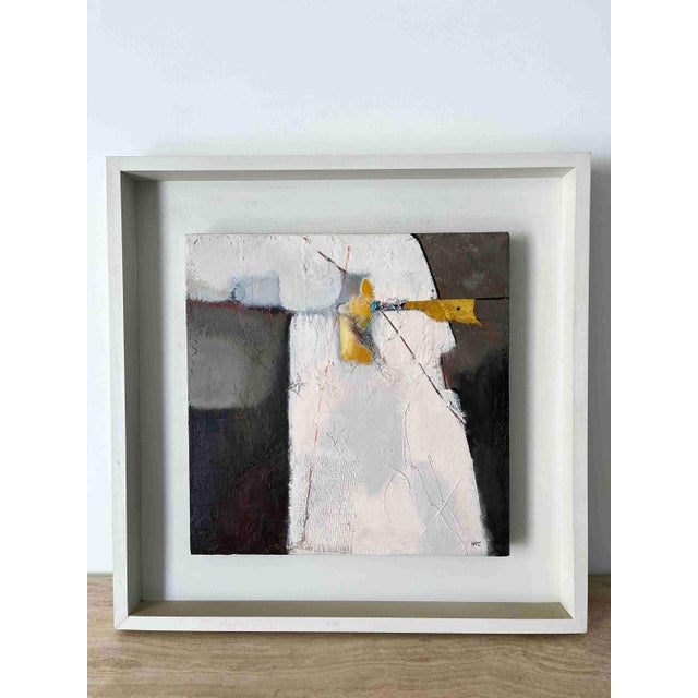 A simple yet evocative mixed media artwork on canvas. This vintage art piece has a monochrome colour palette and is float...