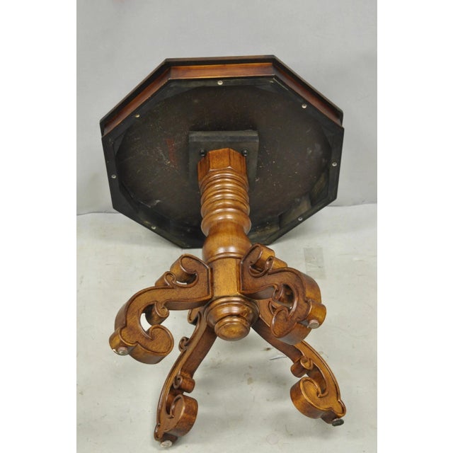 Mid 20th Century Contemporary Italian Mediterranean Style Marquetry Inlay Pedestal Side Table For Sale - Image 10 of 12