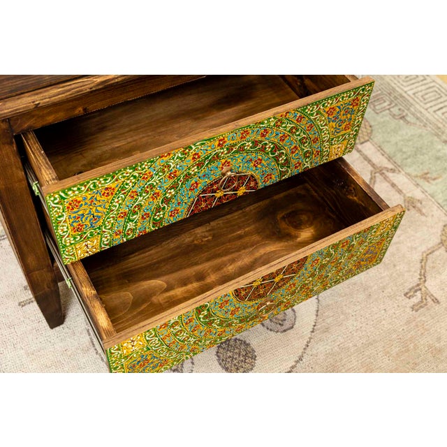 Bohemian Solid Wood Nightstand For Sale In New York - Image 6 of 10