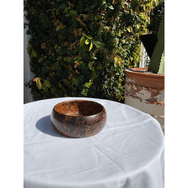 Wood Vintage Turned Burl Wood Bowl – Organic Mid Century Decorative Catchall For Sale - Image 7 of 11