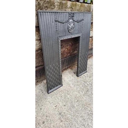 Gold Antique Cast Iron Georgian Fireplace Insert For Sale - Image 8 of 17