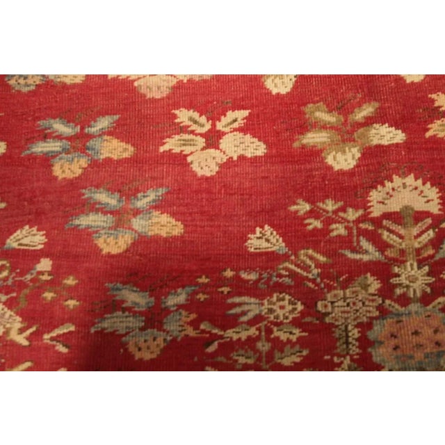 Traditional Hand-Knotted Antique Gordes Rug Red and Beige Floral Pattern For Sale - Image 3 of 7
