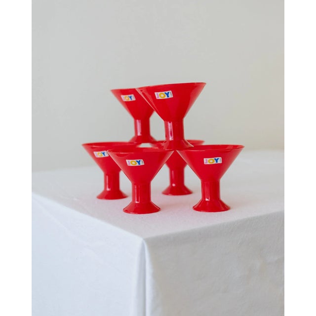 Vintage Italian Postmodern Red Joy Drinking Glasses from Leonardo, 1980s, Set of 6 For Sale - Image 6 of 12