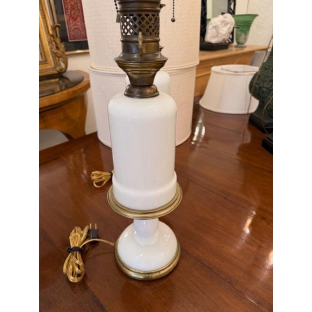 French 1960s Warren Kessler Opaline Lamps - a Pair For Sale - Image 3 of 6