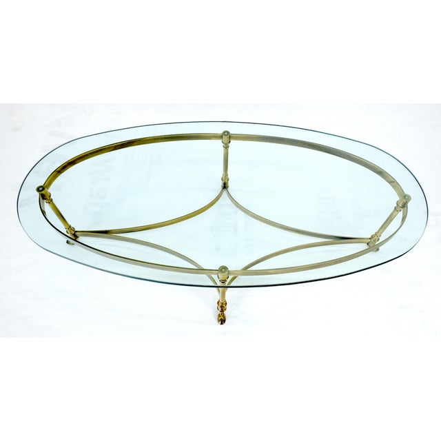 Oval 3/4" Glass top Brass Hoof Feet Coffee Center Table MINT For Sale - Image 16 of 18