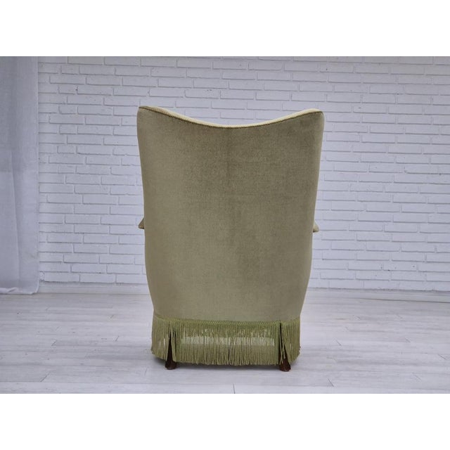 Scandinavian Armchair in Velour with Beech Wood Legs, 1960s For Sale - Image 11 of 18