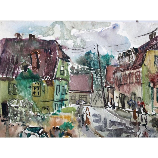 1960s Dzidra Bauma, In a Small Town, 1969, Watercolor For Sale - Image 5 of 7