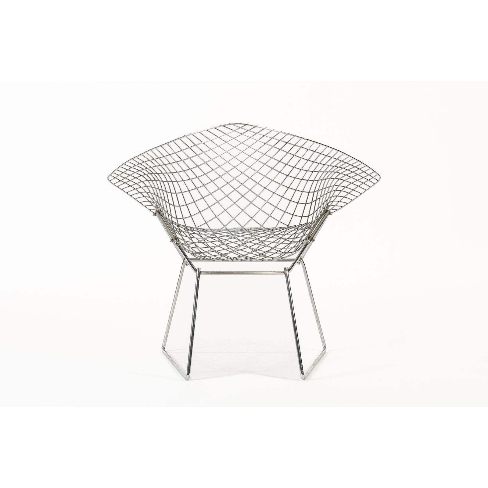1970s Mid Century Silver Diamond Wire Chair by Bertoia for Knoll