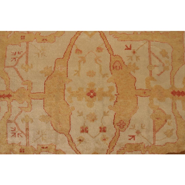 Gold Vintage Oushak Rug in Gold & Orange With Floral Patterns - Rug & Kilim For Sale - Image 8 of 9