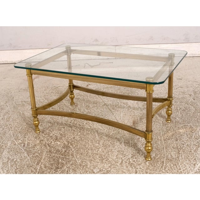 1990s Brass Base Regency Style Coffee Occasional Table For Sale - Image 5 of 10
