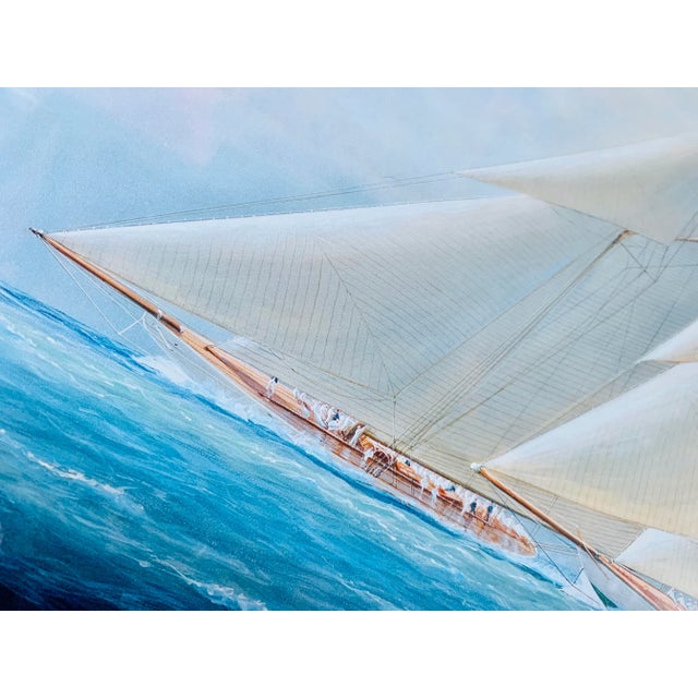 English Vintage ‘Yachts of the America’s Cup’ Tim Thompson Signed Special Edition Framed Print of 1903 Race Shamrock III v. Reliance, Late 20th Century For Sale - Image 3 of 12