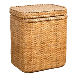 Vintage Burmese Woven Rattan and Wood Lidded Basket or Storage Container