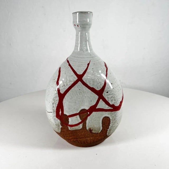 Vintage Studio Pottery Vase, Abstract Red Calligraphy, 1970s Mid-Century For Sale - Image 10 of 12