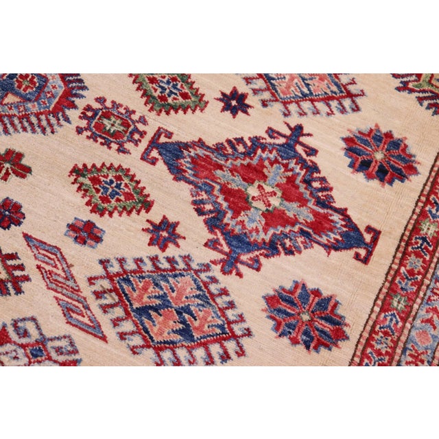 1990s 1990s 1990s Rustic Kazak Beige/Red Wool Rug - 8'1'' X 9'7'' For Sale - Image 5 of 10