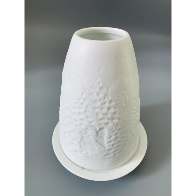 Vintage Bisque Porcelain Votive Candle Holders, Cherub & Winter Holidays Themes, Set of 2 For Sale In Miami - Image 6 of 11