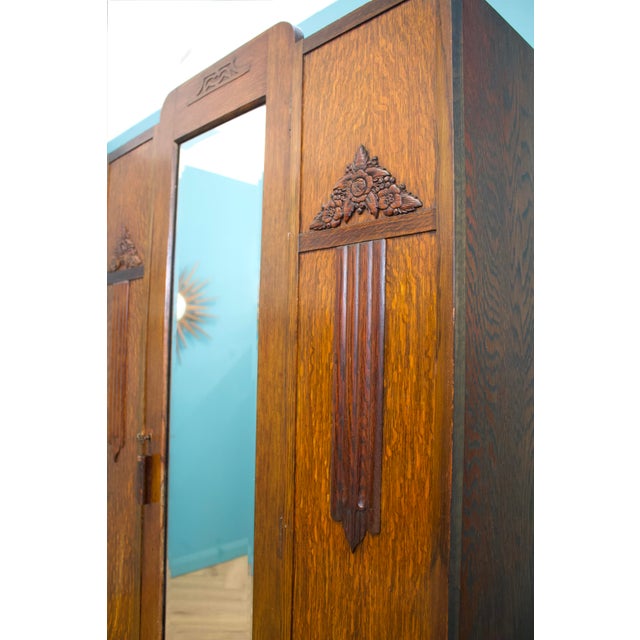 1930s Vintage Art Deco Oak Hall Cupboard, 1930s For Sale - Image 5 of 10
