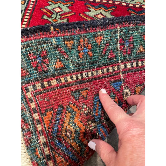 1990s Handwoven Persian Hamedan Area Rug 1'8" X 1'8" For Sale - Image 4 of 4