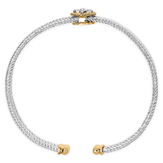 Contemporary 18K Yellow Gold Plated .925 Sterling Silver Diamond Accent Dragonfly Medallion Bangle Bracelet (I-J Color, SI1-SI2 Clarity) - 7.75 Inches For Sale - Image 3 of 5