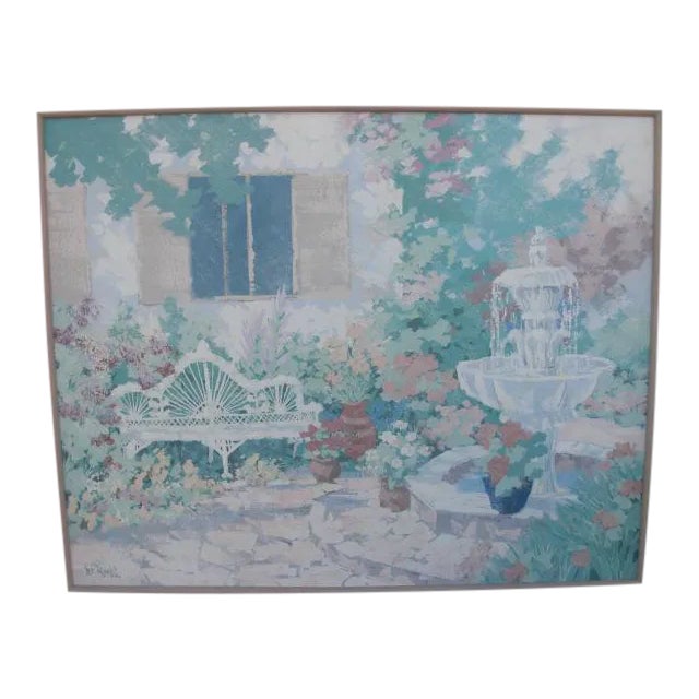 1970s "Spring Garden" Landscape Acrylic Painting by Lee Reynolds, Framed For Sale