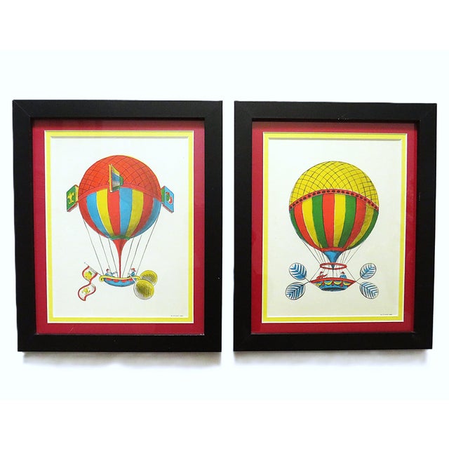 American Set of 8 Hot Air Balloon Framed Prints Smithsonian 1955 For Sale - Image 3 of 7