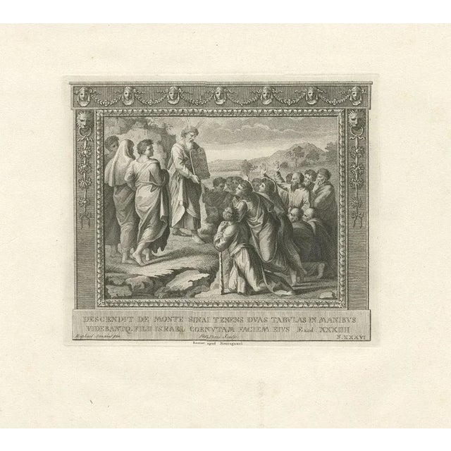 Pozzi, Religious Illustration Depicting Moses Descending from Mount Sinai, 1850, Print For Sale - Image 5 of 6