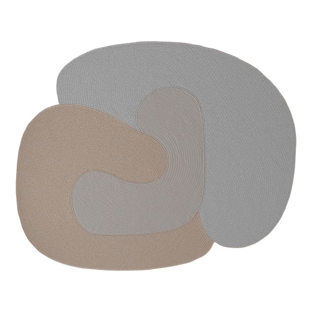 Riff Rug, 4x6ft, Multicolor A: Sand, Natural, Light Grey, From Souda, Braided, Coiled Wool Area Rug For Sale