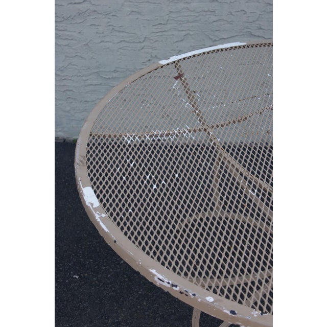 Mid Century Modern Round Wrought Iron Patio Dining Table For Sale - Image 11 of 12