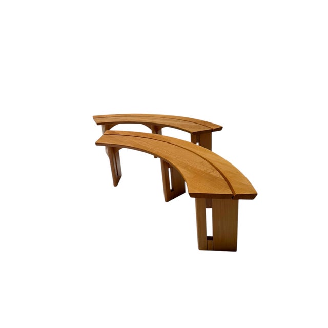 1970s Curved Benches S38A by Pierre Chapo for Ebenisterie Seltz, France, 1970s, Set of 2 For Sale - Image 5 of 12