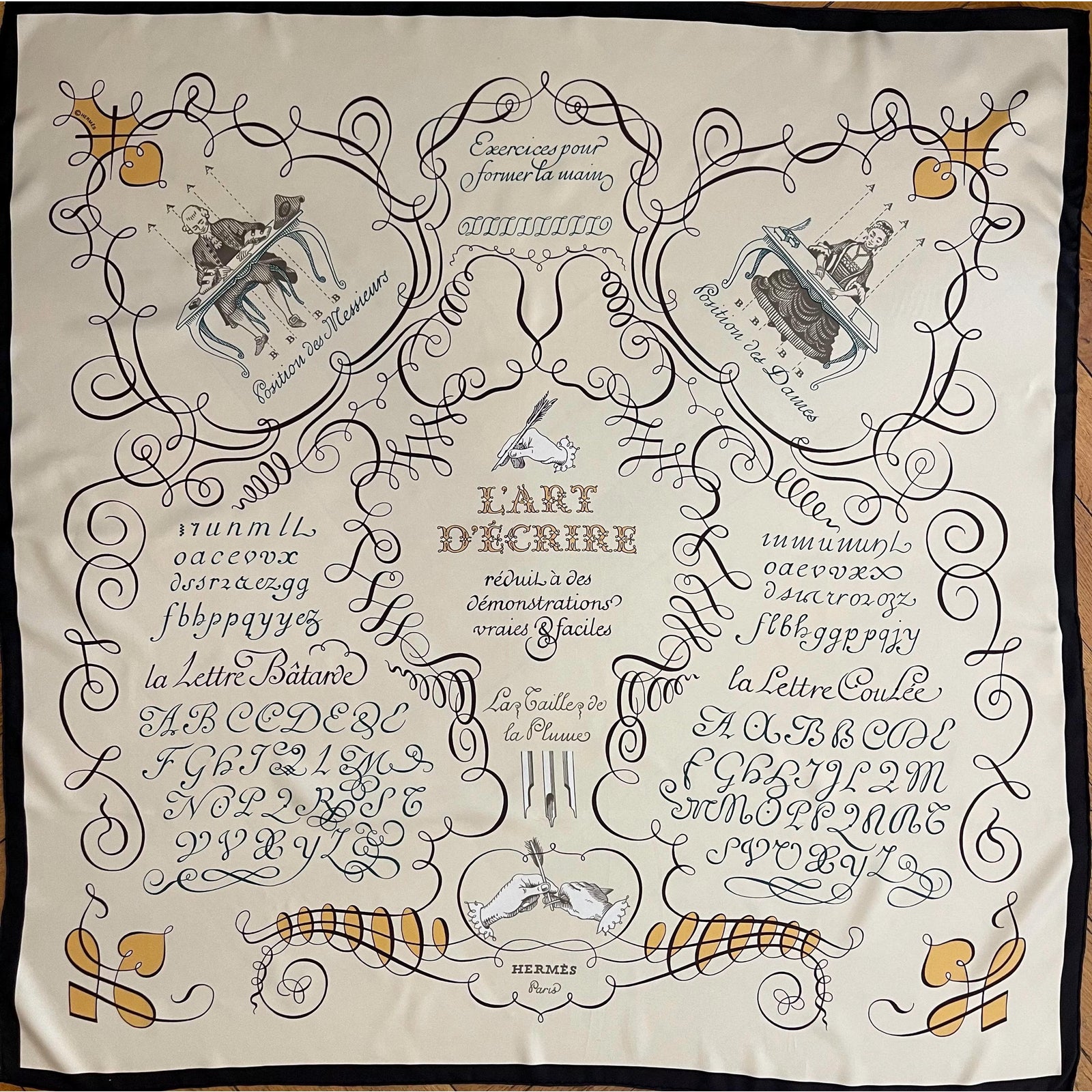 HERMES the ART of WRITING silk scarf by Maurice Tranchant 2005 | Chairish