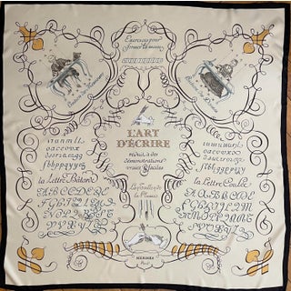 HERMES the ART of WRITING silk scarf by Maurice Tranchant 2005 For Sale