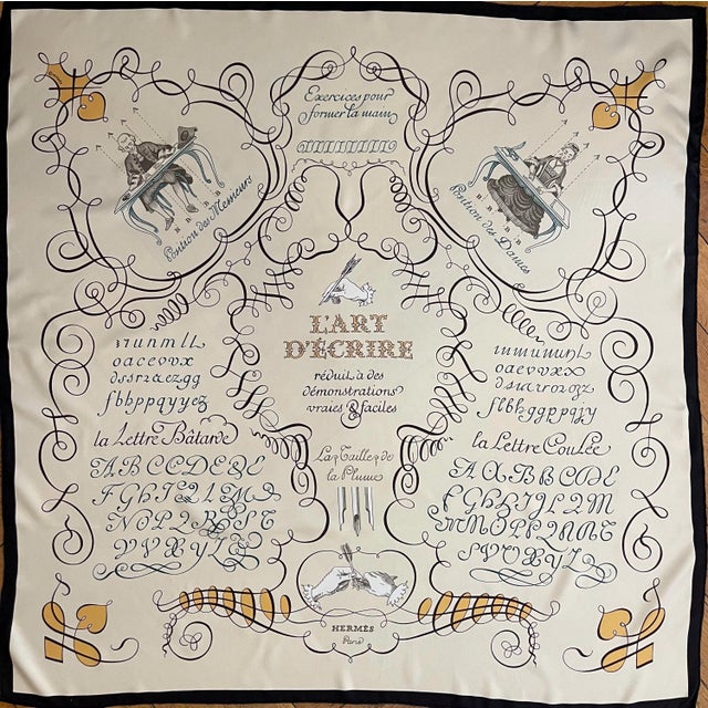 HERMES the ART of WRITING silk scarf by Maurice Tranchant 2005 For Sale